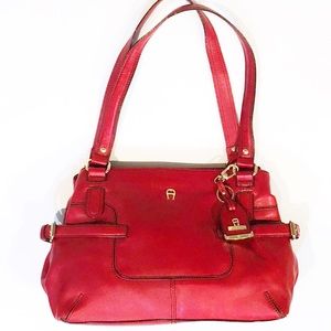 ETIENNE AIGNER Berry Leather Handbag Purse